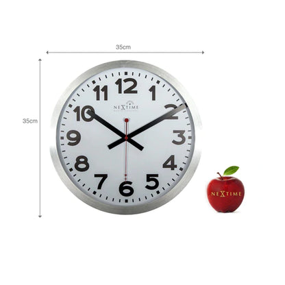 Wandklok NeXtime dia. 35 cm, aluminium, wit, 'Station'      Radio Controlled (DCF)