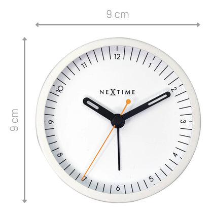 Wekker Nextime Small 9 cm wit