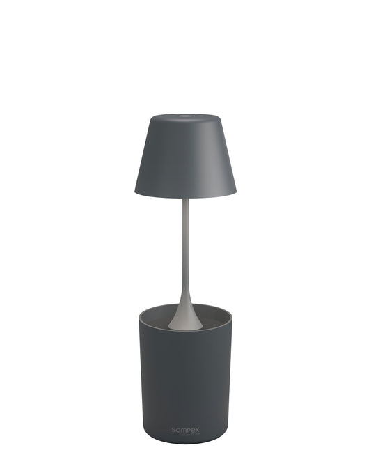 Sompex tafellamp | PEEKY | Antraciet | Oplaadbaar |Accu / De nieuwe PEEKY oplaadbare lamp creëert niet alleen een gezellige sfeer maar ondersteunt ook actief de plantengroei met zijn speciale Plant-Growing-Light / oplaadbaar / dimbaar / accu