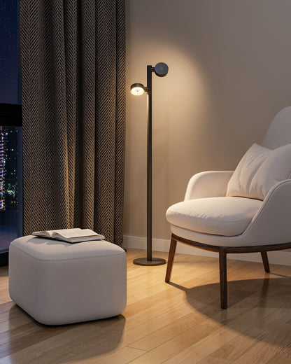 Sompex | vloerlamp RONDA| Dubbele lampen |  Zwart | oplaadbare vloerlamp|