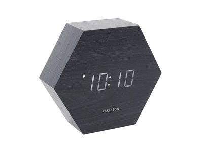 Alarm Clock Hexagon black 13cm Alarmklok / Wekker