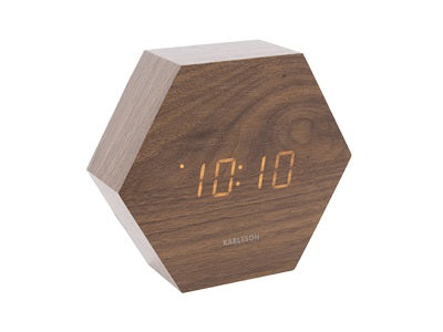 Alarm Clock Hexagon brown 13cm Alarmklok / Wekker