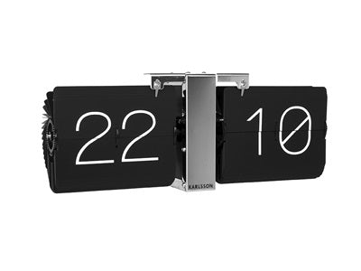 Flip Clock No Case Black on Silver