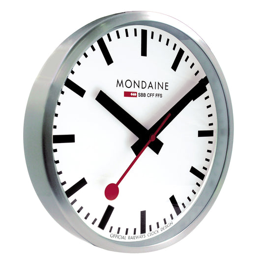 Mondaine Stationsklok alu - wit 25 cm - Mondaine A990.CLOCK.16SBB Swiss Railways Clock