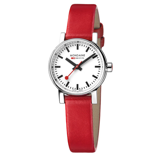 Mondaine MSE.26110.LC  Evo 2 Horloge  met band van Leer / Dames / Unisex met rode leren band