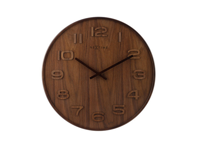 Wandklok NeXtime dia. 35 cm, hout, bruin, 'Wood Wood Medium'