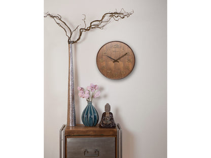 Wandklok NeXtime dia. 35 cm, hout, bruin, 'Wood Wood Medium'