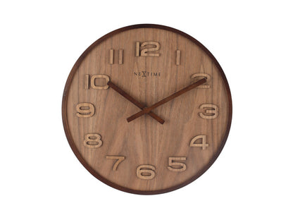 Wandklok NeXtime dia. 35 cm, hout, bruin, 'Wood Wood Medium'