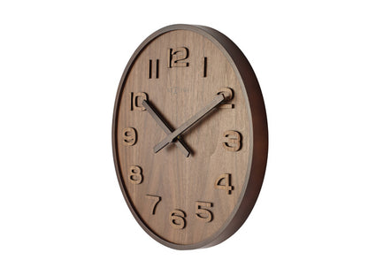 Wandklok NeXtime dia. 35 cm, hout, bruin, 'Wood Wood Medium'