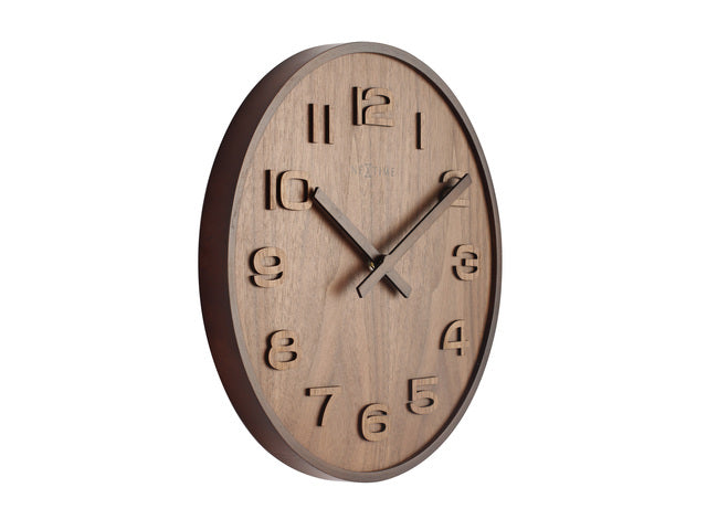 Wandklok NeXtime dia. 35 cm, hout, bruin, 'Wood Wood Medium'