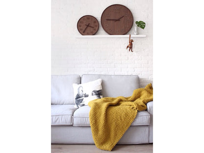 Wandklok NeXtime dia. 35 cm, hout, bruin, 'Wood Wood Medium'