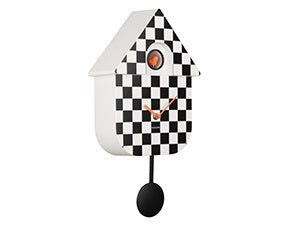 Wall Clock Modern Cuckoo Checker Black Koekoeksklok