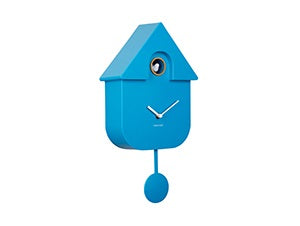 Wall Clock Modern Cuckoo Bright Blue Koekoeksklok