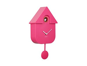 Wall Clock Modern Cuckoo Bright Pink Koekoeksklok