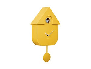 Wall Clock Modern Cuckoo Bright Yellow Koekoeksklok