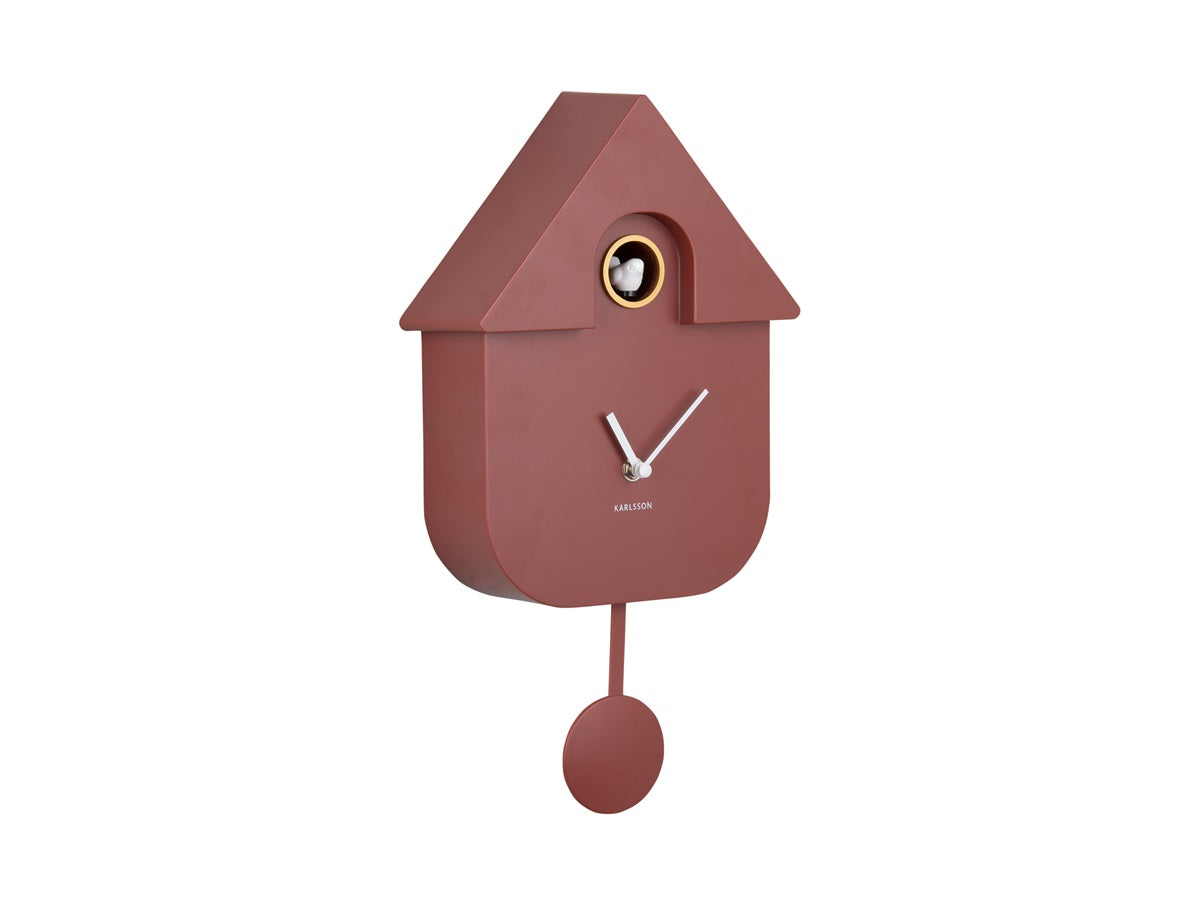 Wall Clock Modern Cuckoo Ochre Red Koekoeksklok