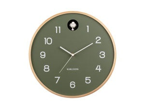 Wall Clock Natural Cuckoo Jungle Green