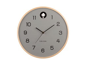 Wall Clock Natural Cuckoo Grey