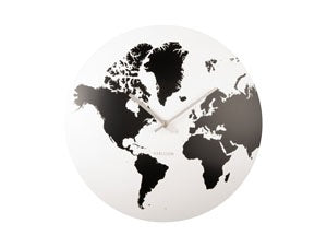 Wall Clock World Map White