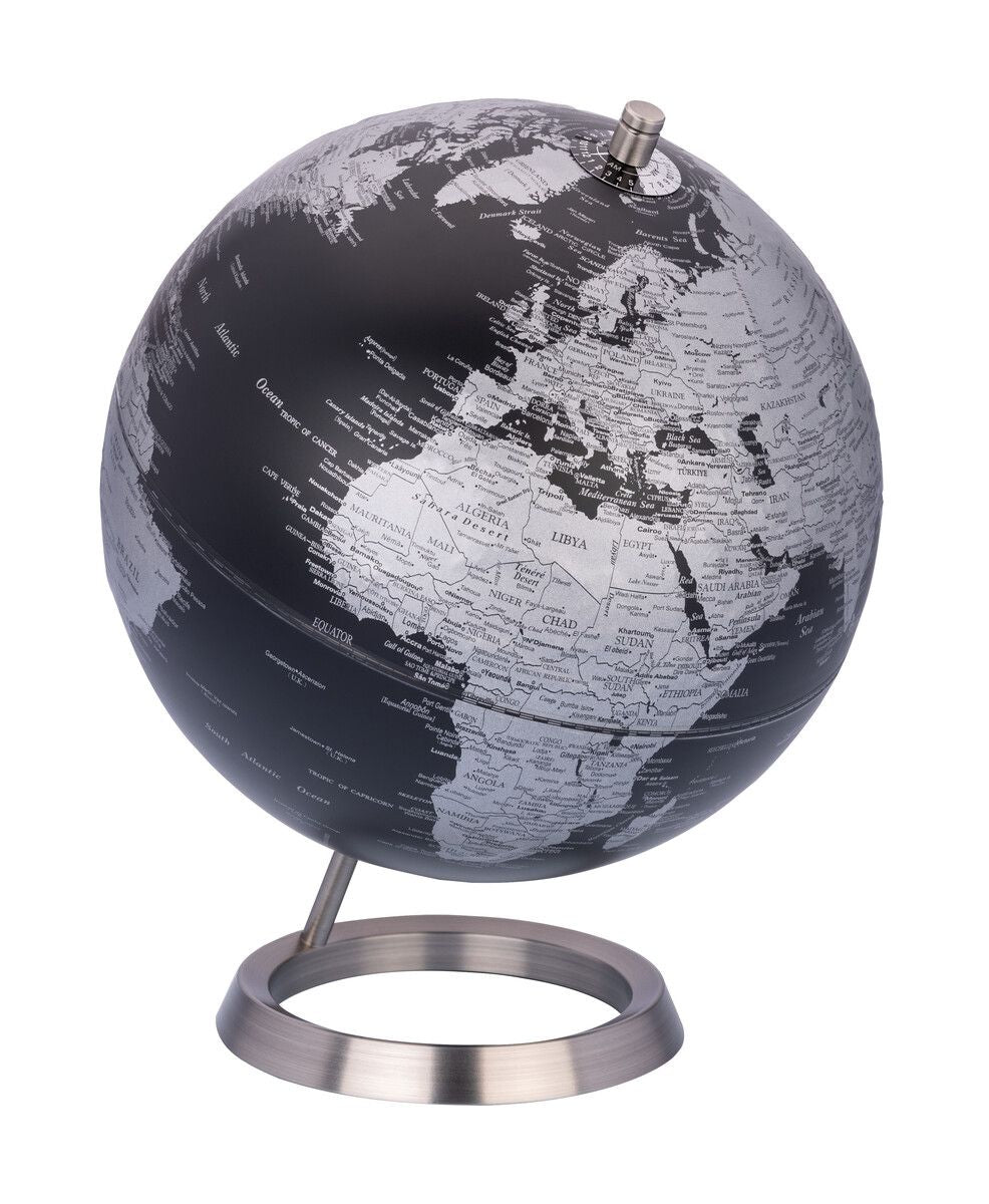 Troika | Wereldbol 23.5° GRAD | Zwart - Zilver | Ø25cm / Emform