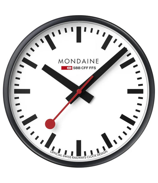 Mondaine Wandklok - zwart - 25 cm - stil uurwerk